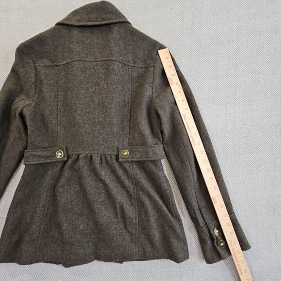 Anthropologie Tabitha Military Blazer Women 6 Green Wool Blend Ruffle NB095 EUC - Picture 11 of 14